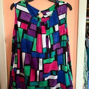 Calvin Klein New with Tags Pink and Purple Sleeveless Graphic Blouse